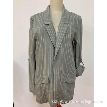 Women's casual striped suit coat